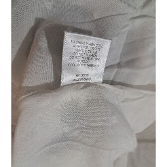 Jane Delancey Women Plus Size 2xl  Swiss Dot White Tab Sleeve SOFT Shirt Blouse - Picture 10 of 11